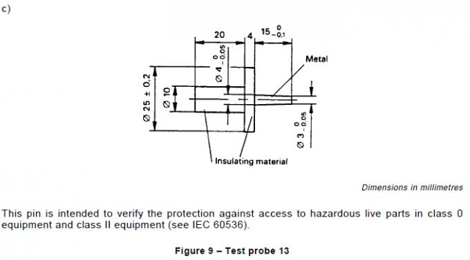 Figura 9 Pin curto 0 da ponta de prova IEC61032 do teste da segurança da ponta de prova do teste do dedo Probe13 do teste